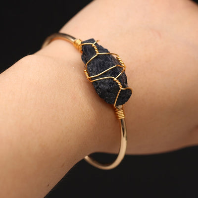 Natural Druzy Stone Open Bracelet