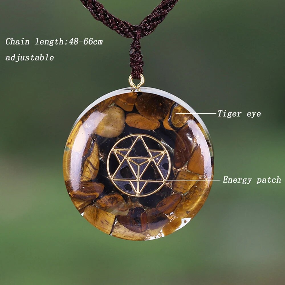 Energy Patch Tiger Eye Pendant Necklace