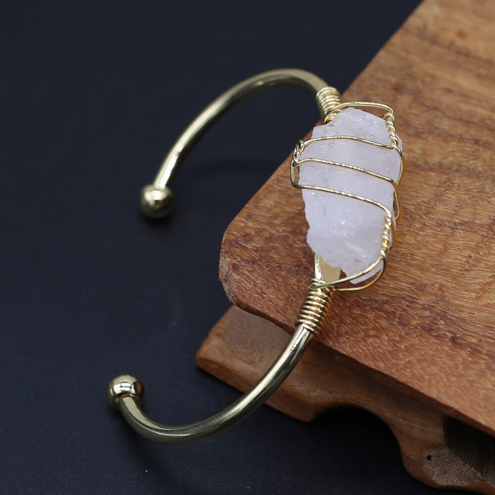 Natural Druzy Stone Open Bracelet