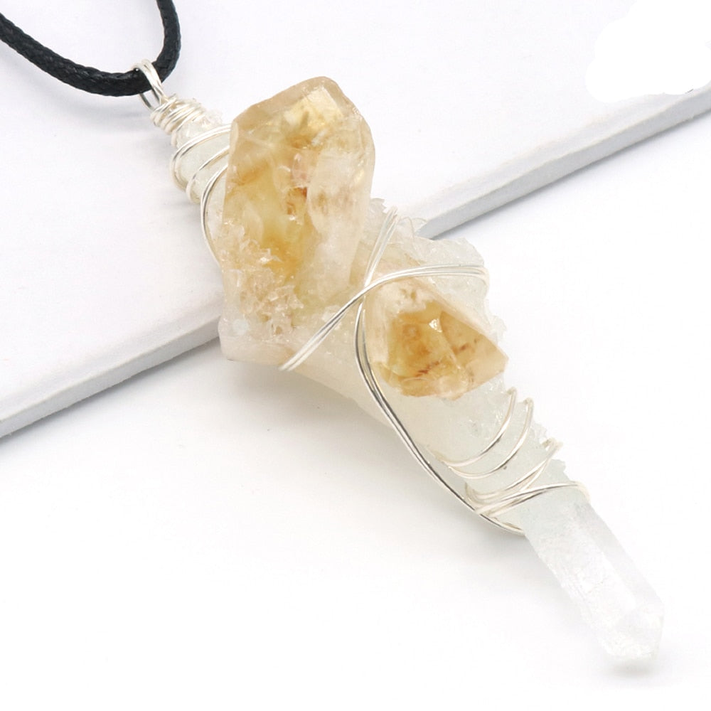 Crystal Column Stone Pendant