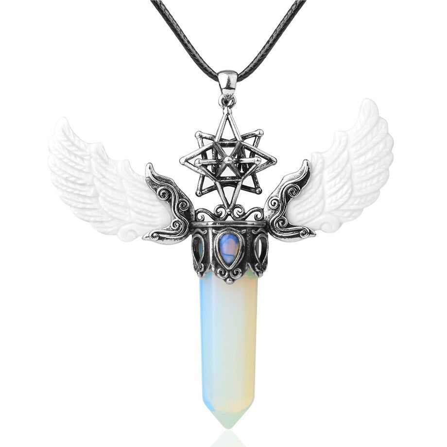 Merkaba Angel Wings Crystal Pendant