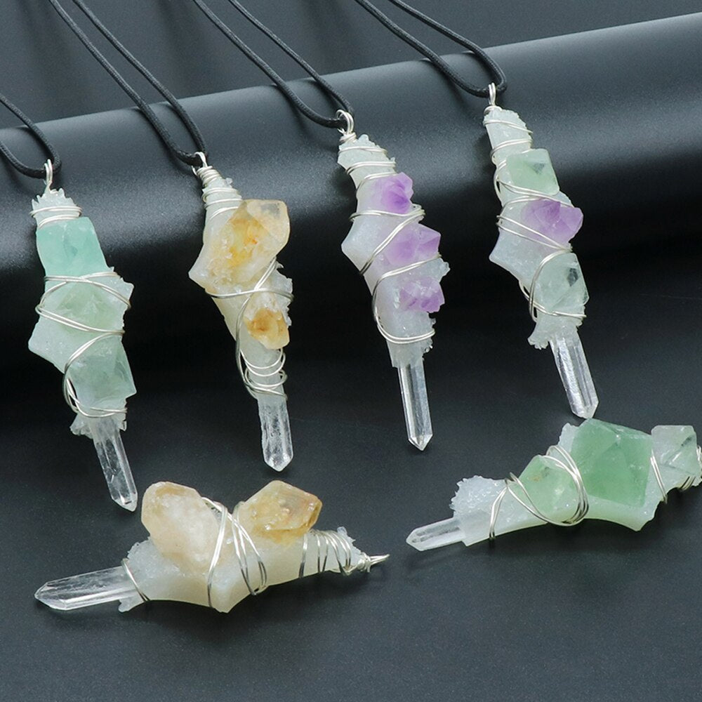 Crystal Column Stone Pendant