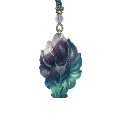 Fluorite Fox Fairy Pendant