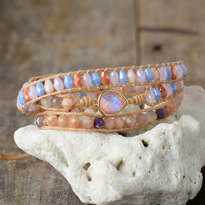 Layered Opal Sunstone Wrap Bracelet