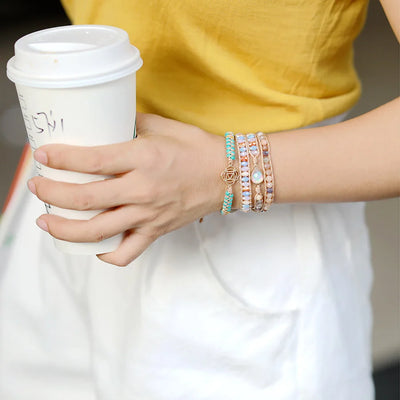 Layered Opal Sunstone Wrap Bracelet