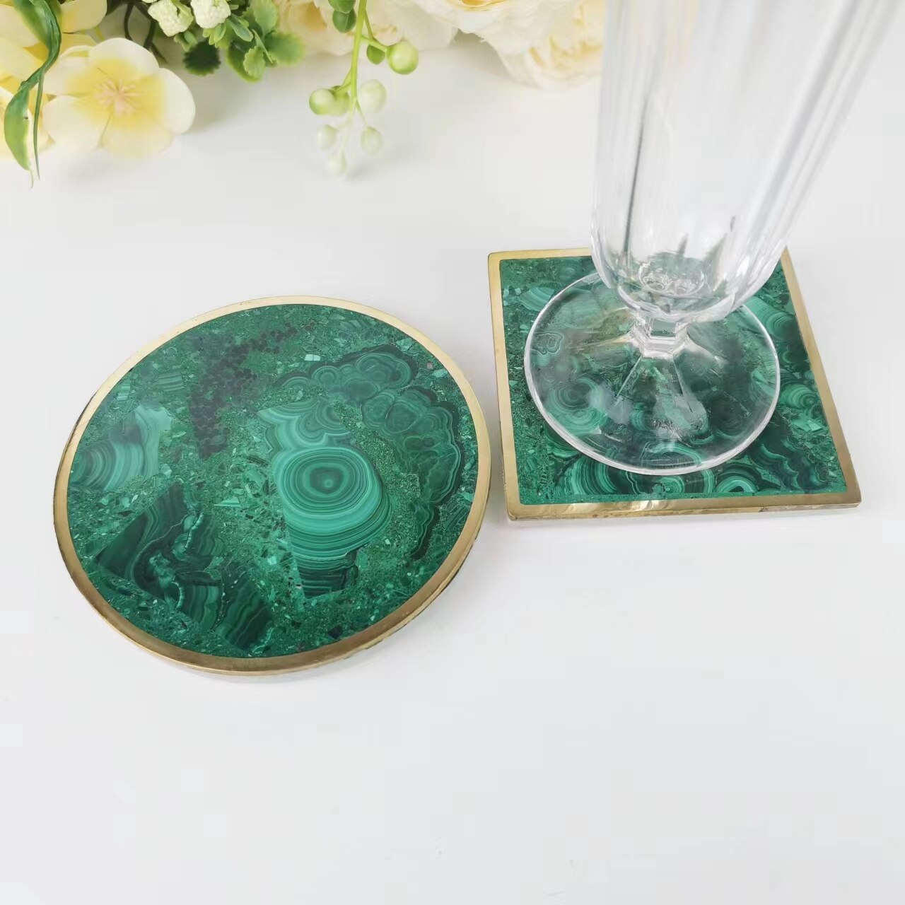 Nurturing Balance Malachite Coaster