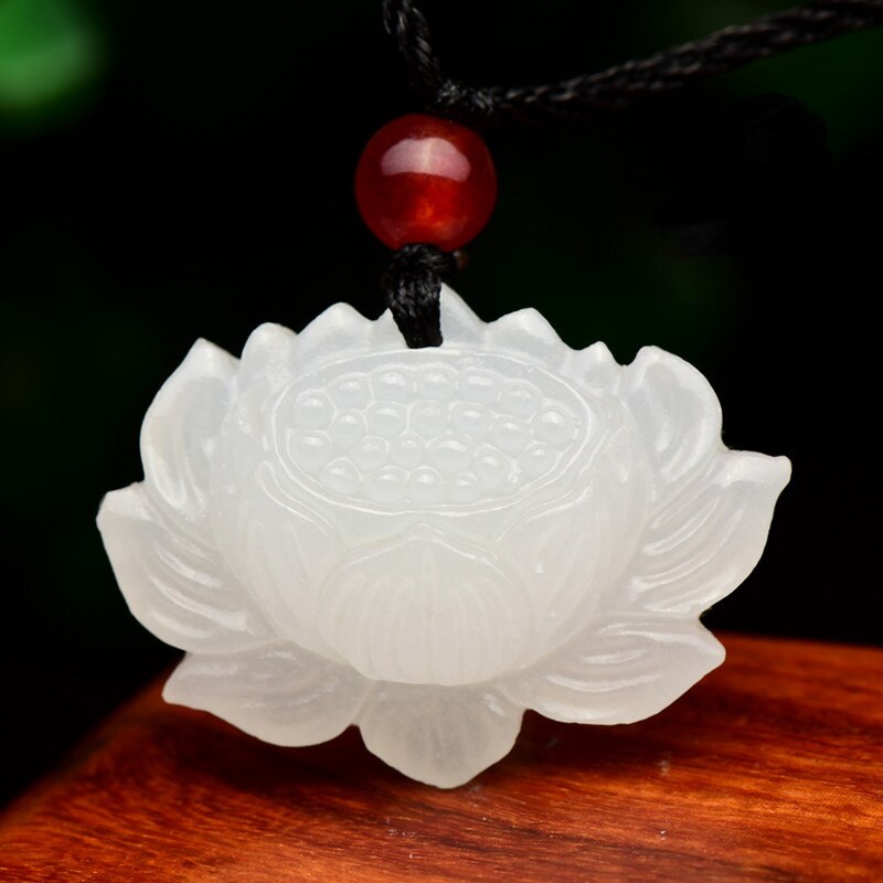 White Jade Lotus Pendant