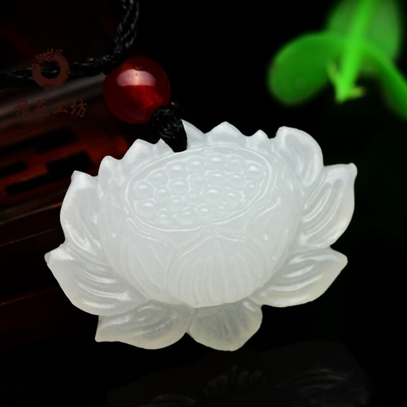 White Jade Lotus Pendant