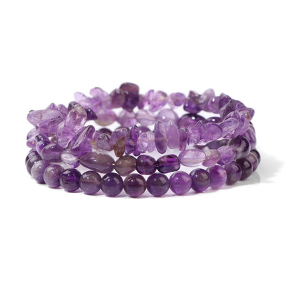 3 Stackable Raw Crystal Beads Bracelets