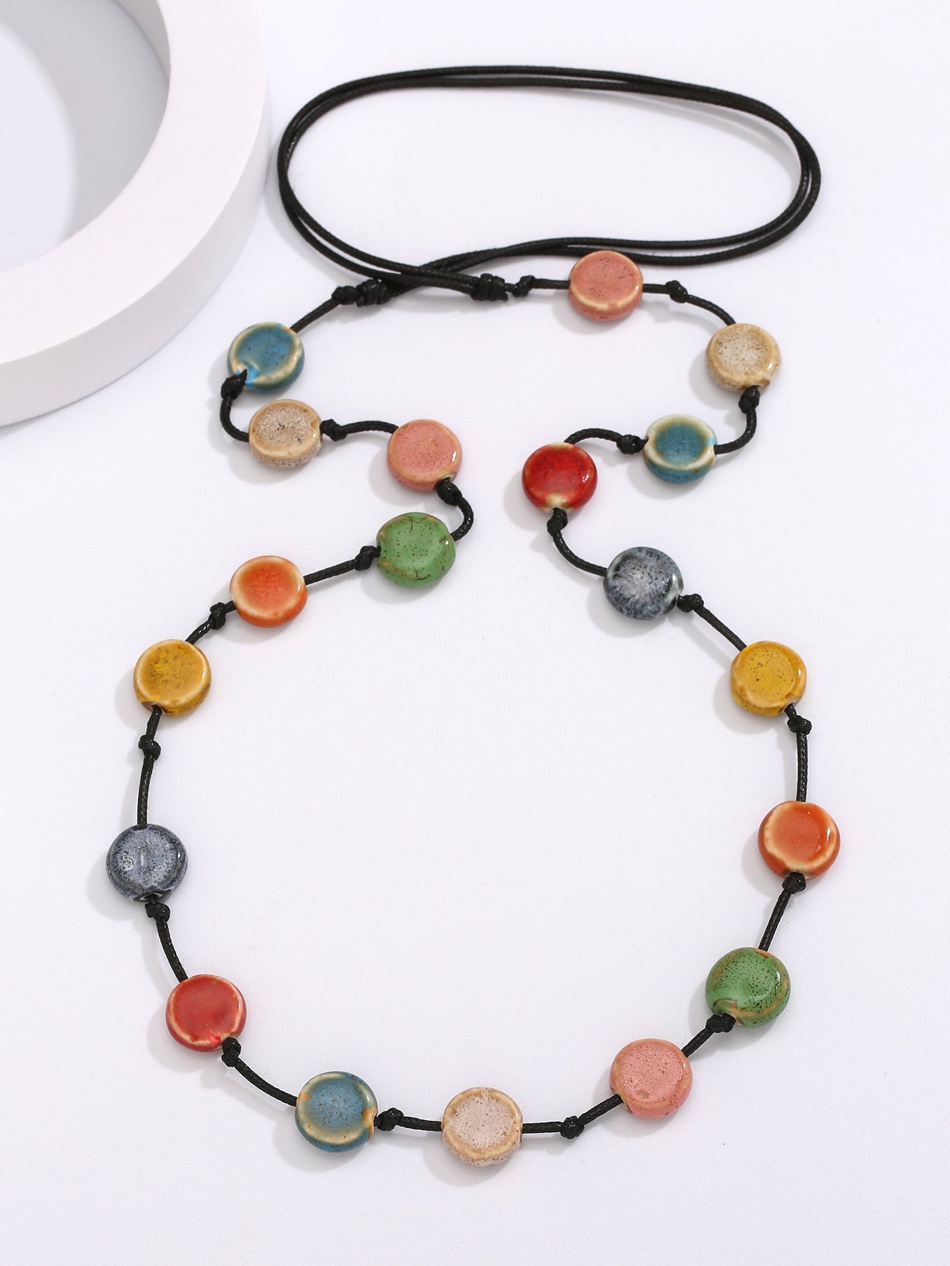 Ceramic Vintage Bead Long Necklace