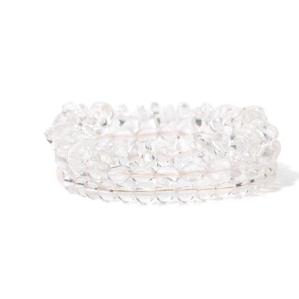 3 Stackable Raw Crystal Beads Bracelets