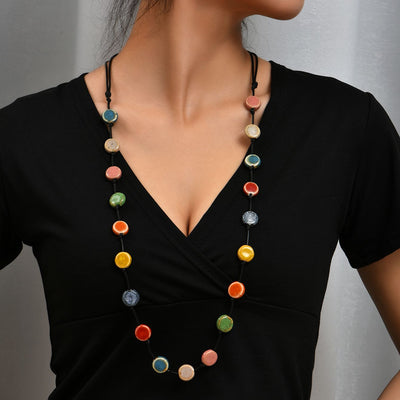 Ceramic Vintage Bead Long Necklace