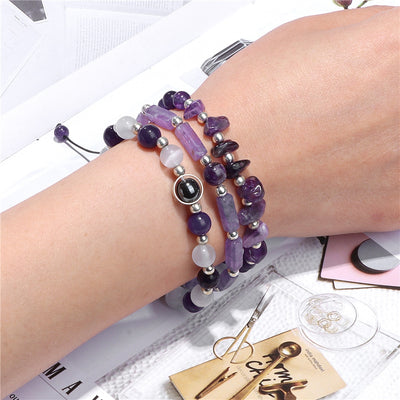 Trio of Healing Amethyst Bracelet Set