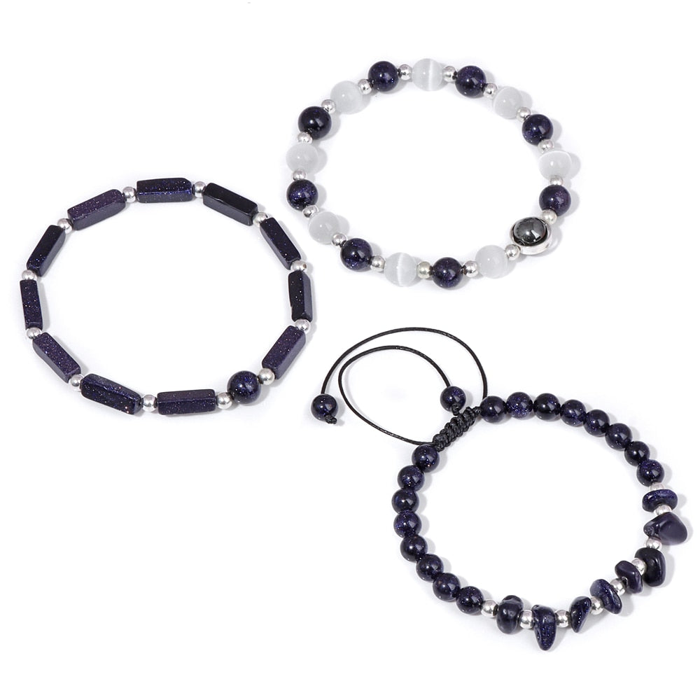 Trio of Healing Amethyst Bracelet Set
