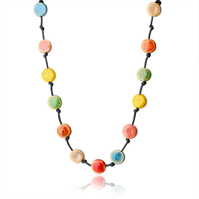 Ceramic Vintage Bead Long Necklace