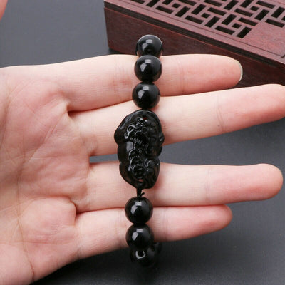 2Pcs Black Obsidian Blessed Pi Xiu Bracelet