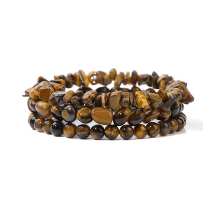 3 Stackable Raw Crystal Beads Bracelets