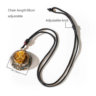 Tiger Eye Pendant Merkaba Crystal Necklace