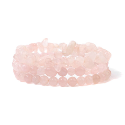 3 Stackable Raw Crystal Beads Bracelets