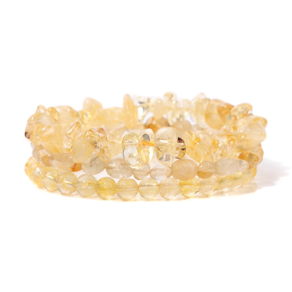 3 Stackable Raw Crystal Beads Bracelets