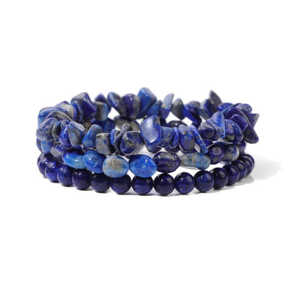 3 Stackable Raw Crystal Beads Bracelets