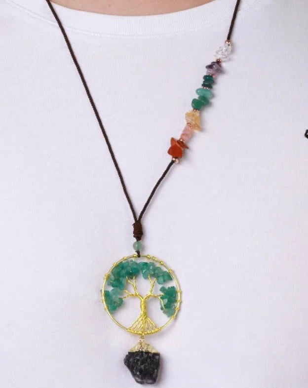 7 Chakra Tree of Life Crystal Necklace