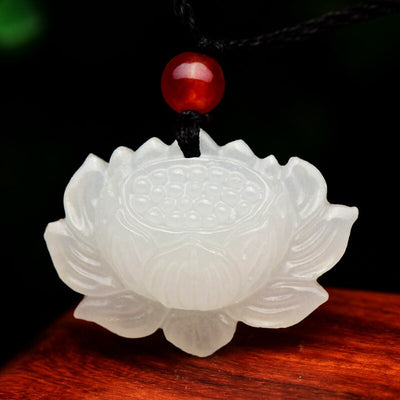 White Jade Lotus Pendant