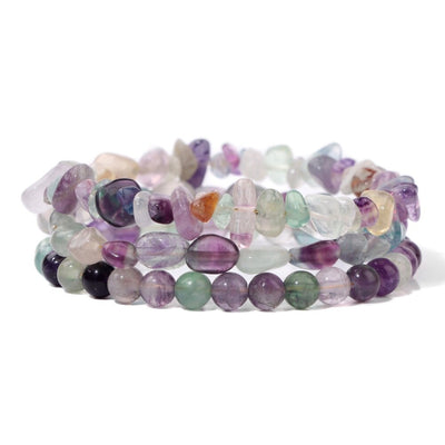 3 Stackable Raw Crystal Beads Bracelets