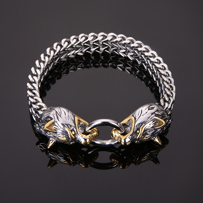 Viking Wolf Titanium Bracelet