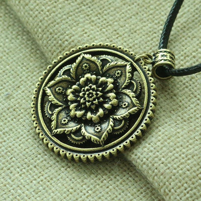 3D Lotus Mandala Necklace Style 11 / Bronze Necklace