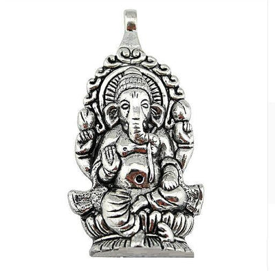Ganesha Pendant Black Faux Leather Necklace