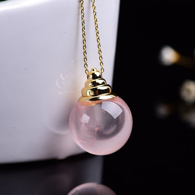 Rose Quartz Perfume Bottle Necklace