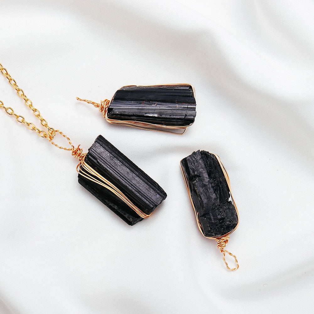 Raw Black Tourmaline Necklace