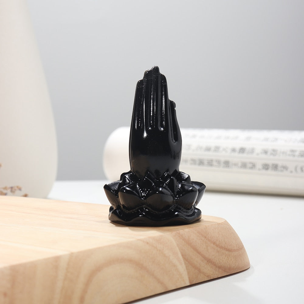 Obsidian Lotus Praying Hands