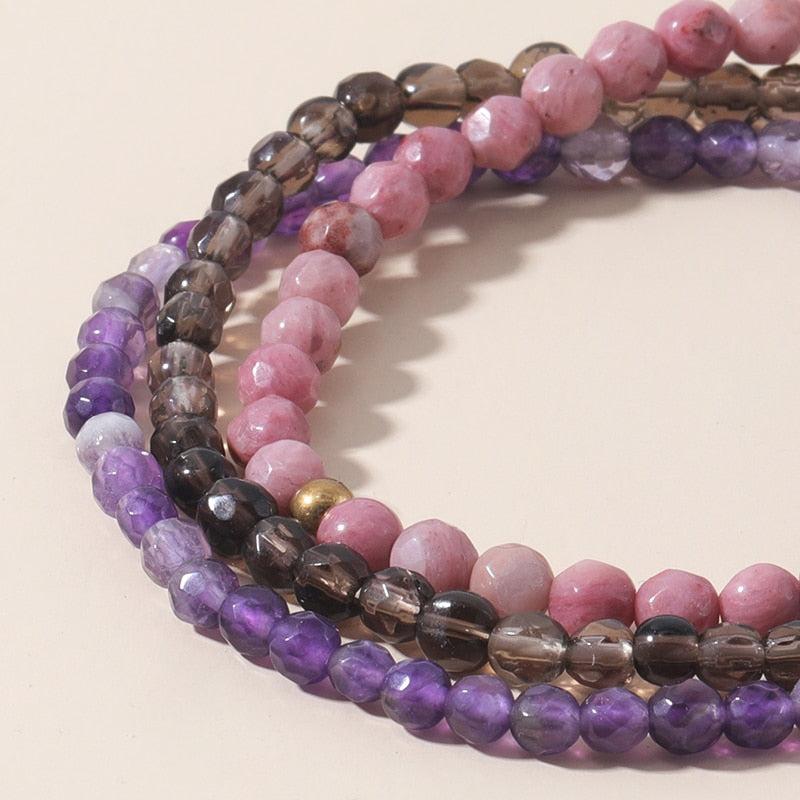 Triple Rhodonite Stone Bracelet Set