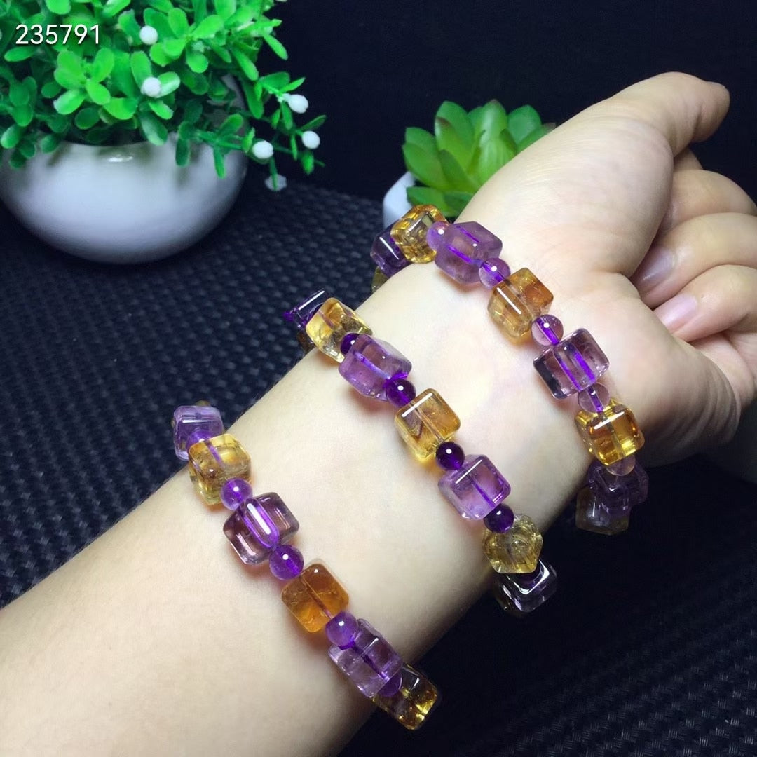 Ametrine Cube Beads Bracelet