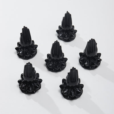 Obsidian Lotus Praying Hands