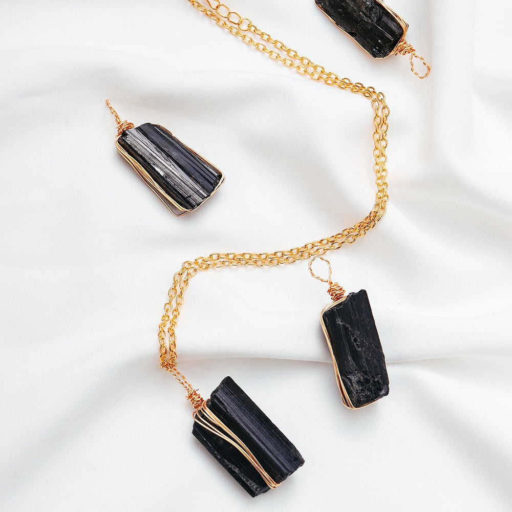 Raw Black Tourmaline Necklace