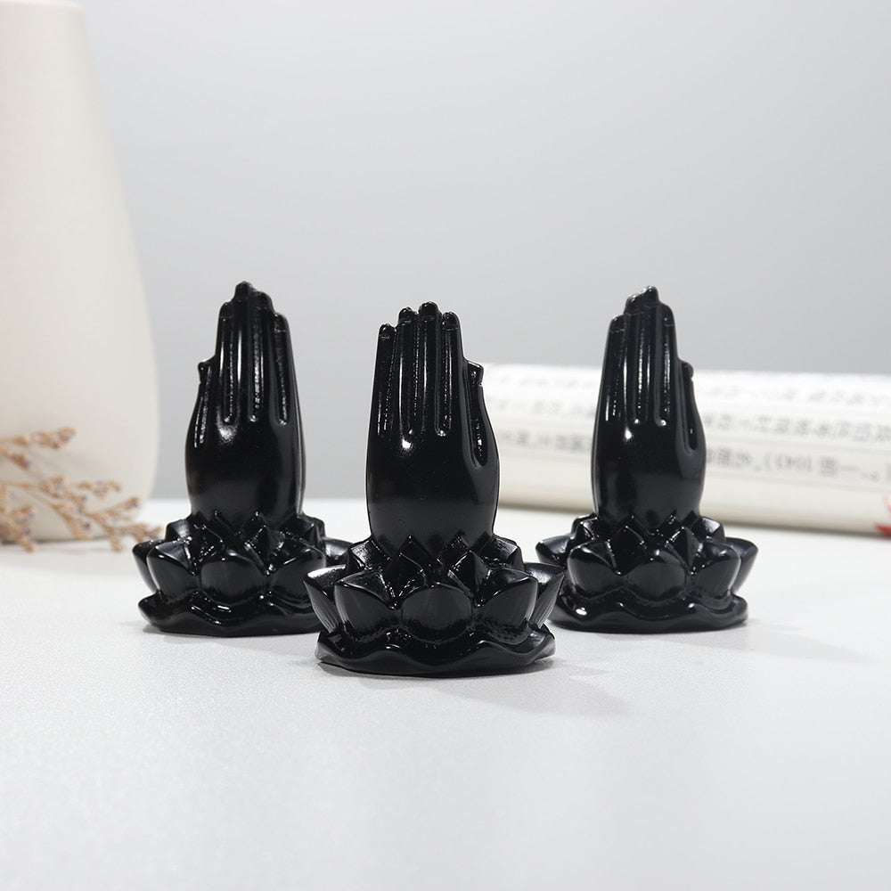 Obsidian Lotus Praying Hands