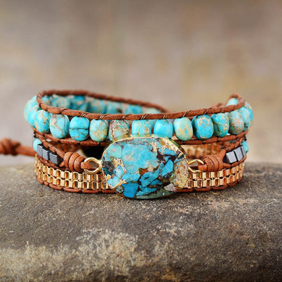 Tranquil Turquoise Leather Wrap Bracelet