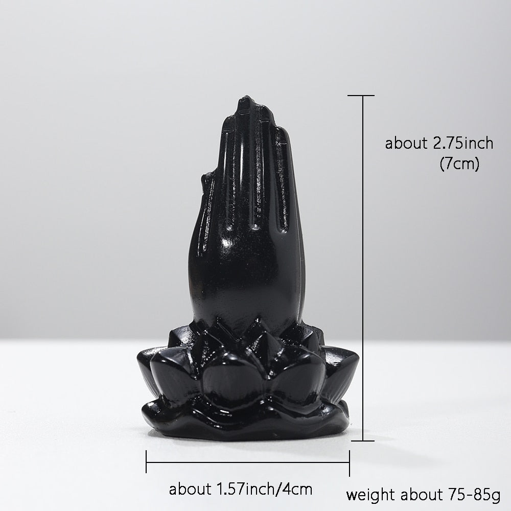 Obsidian Lotus Praying Hands