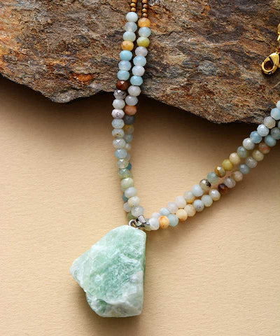 Raw Amazonite Pendant Necklace