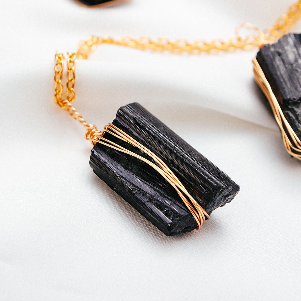 Raw Black Tourmaline Necklace