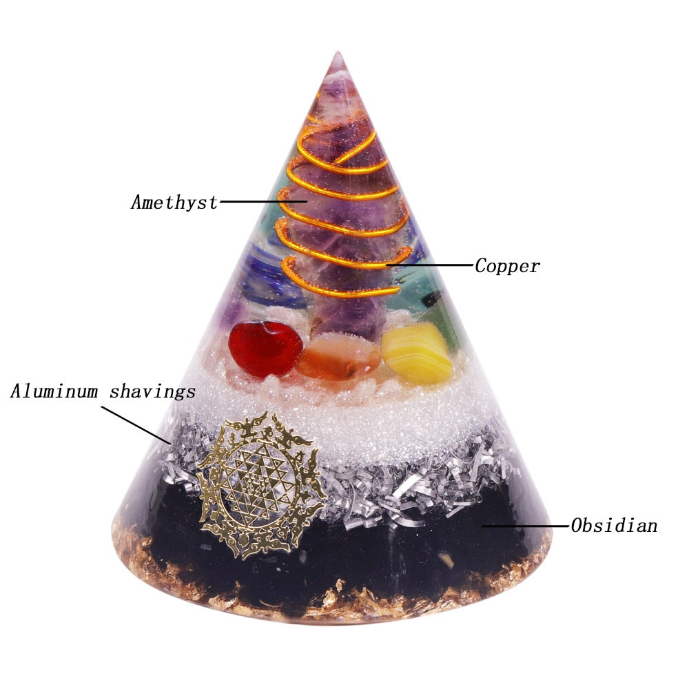 Obsidian Protection Cone Pyramid