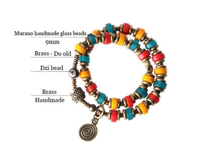 Murano Tibetan Dzi Bead Bracelet