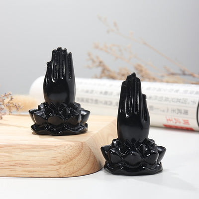 Obsidian Lotus Praying Hands