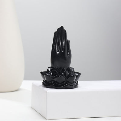 Obsidian Lotus Praying Hands