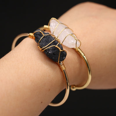 Natural Druzy Stone Open Bracelet