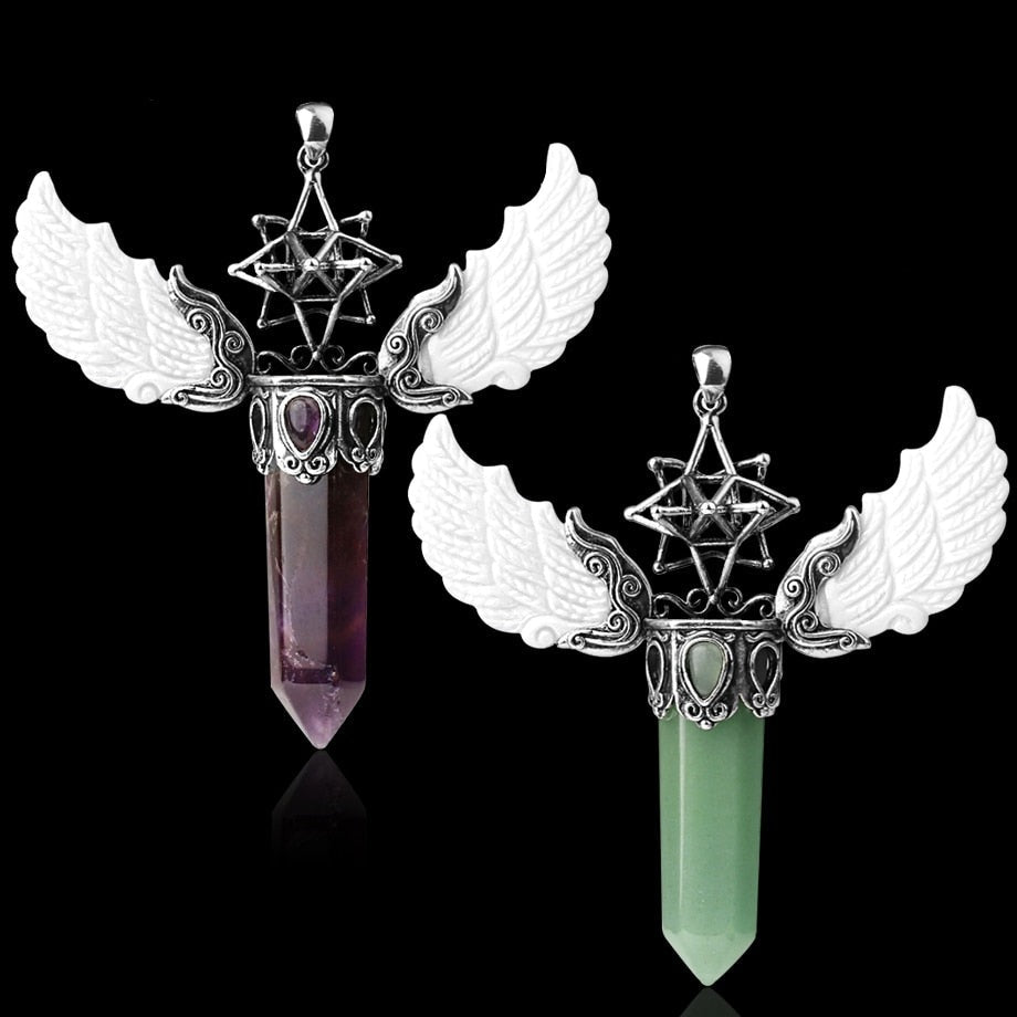 Merkaba Angel Wings Crystal Pendant