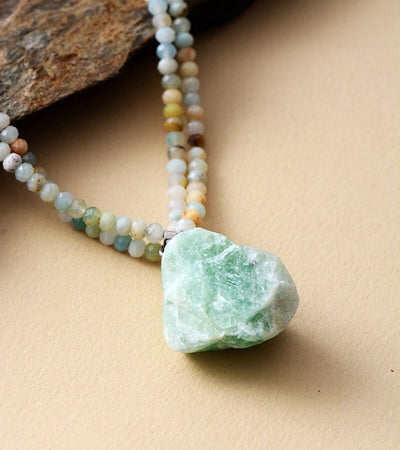 Raw Amazonite Pendant Necklace